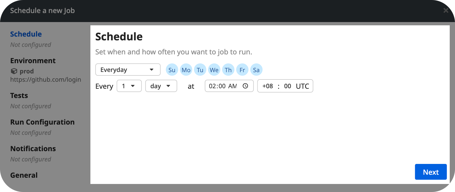 Configure Schedule for a Job