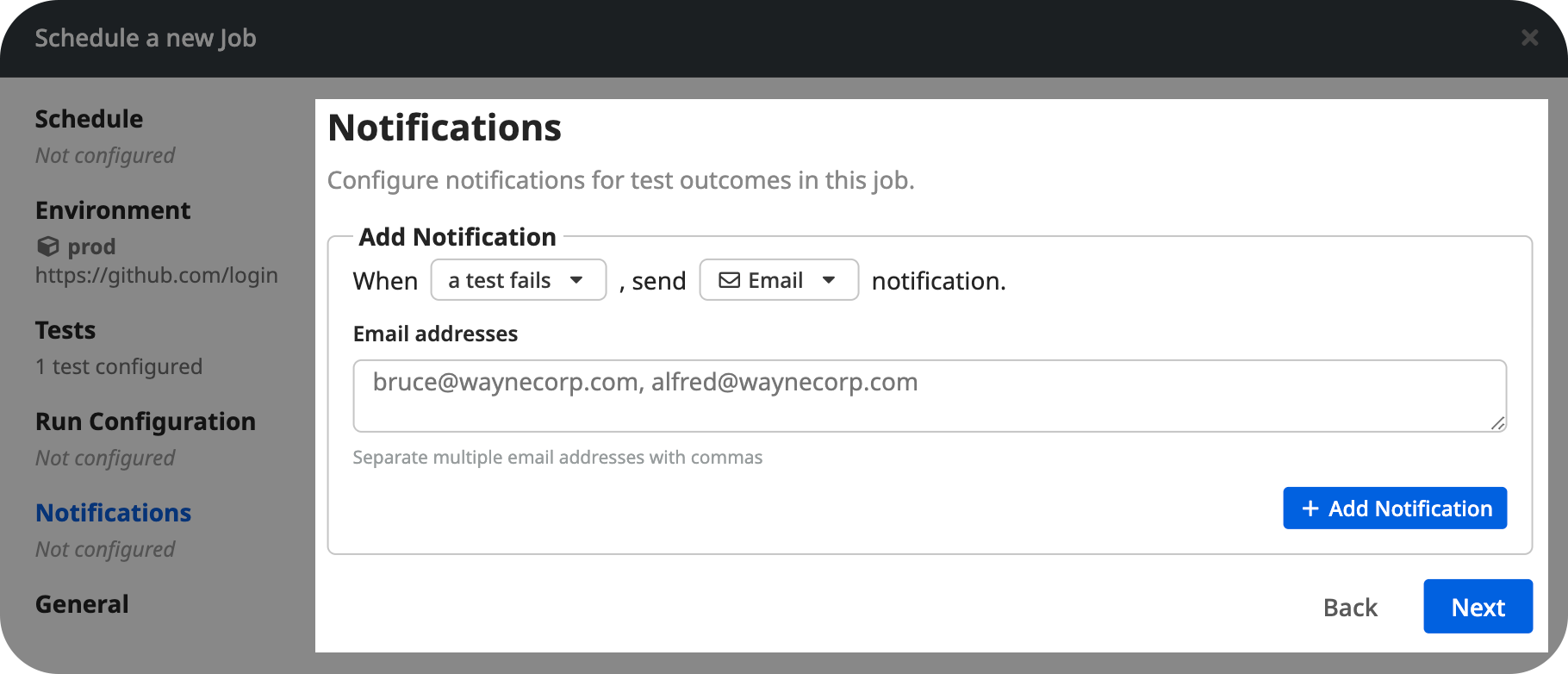 Configure Notifications for a Job