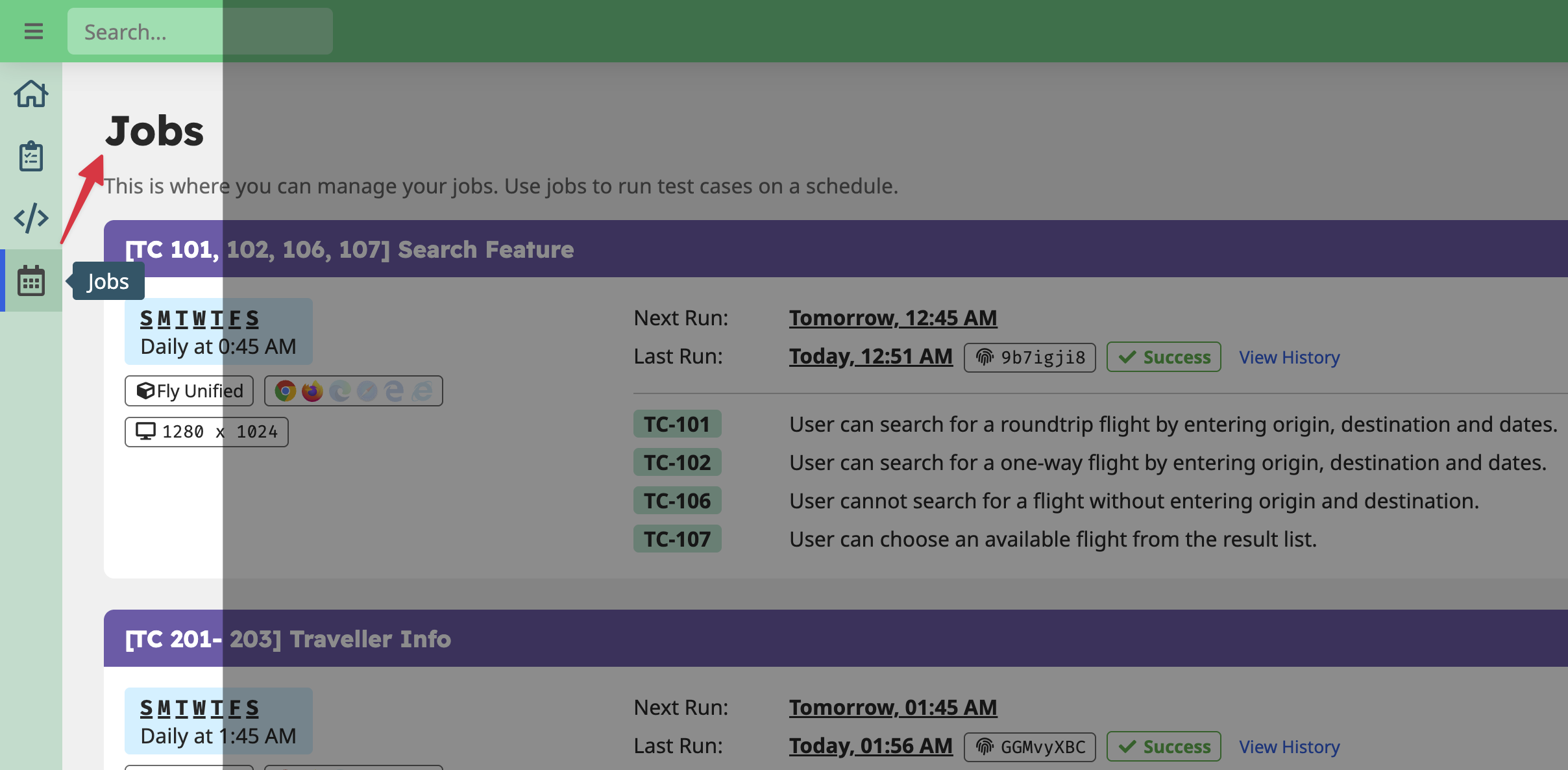Jobs Tab