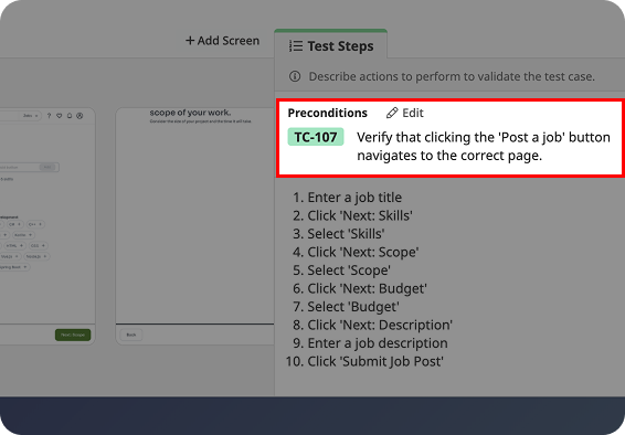 Precondition Added to Test Case