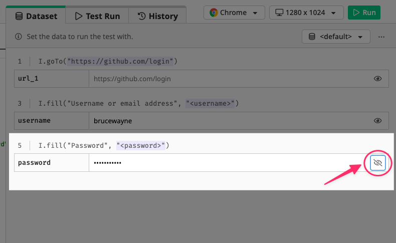 Mark variable as a secret in a dataset