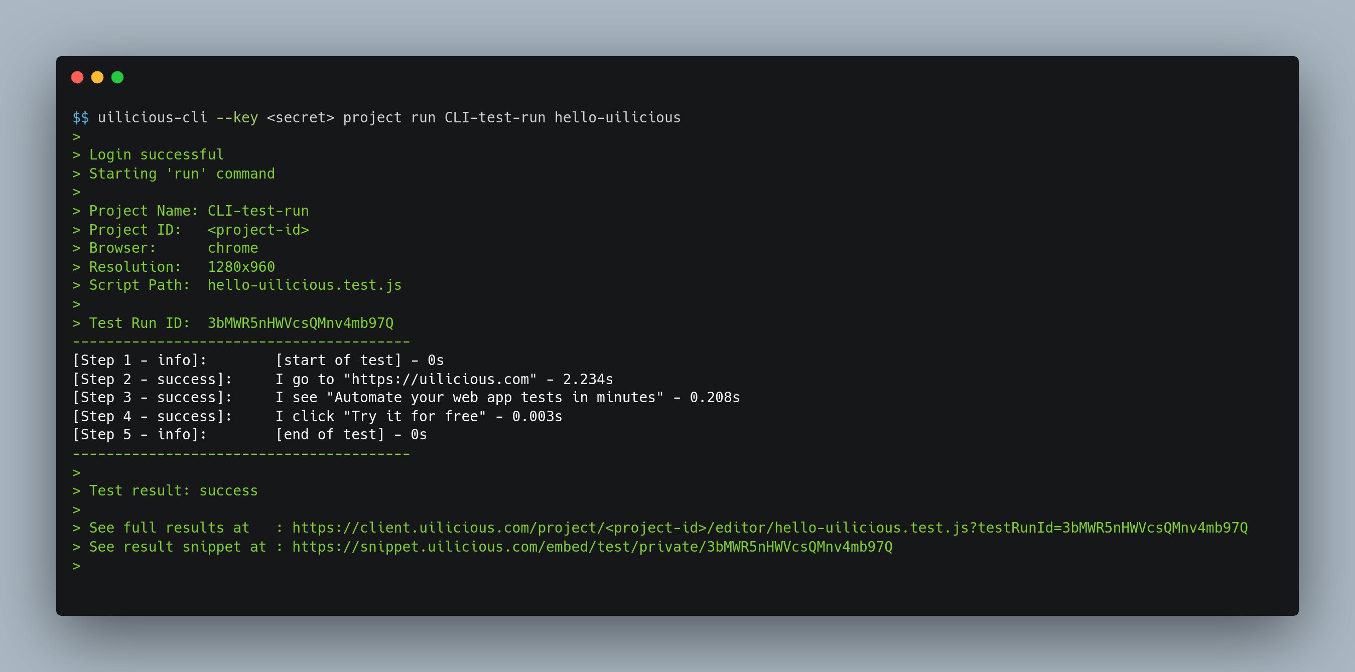 CLI Test Run