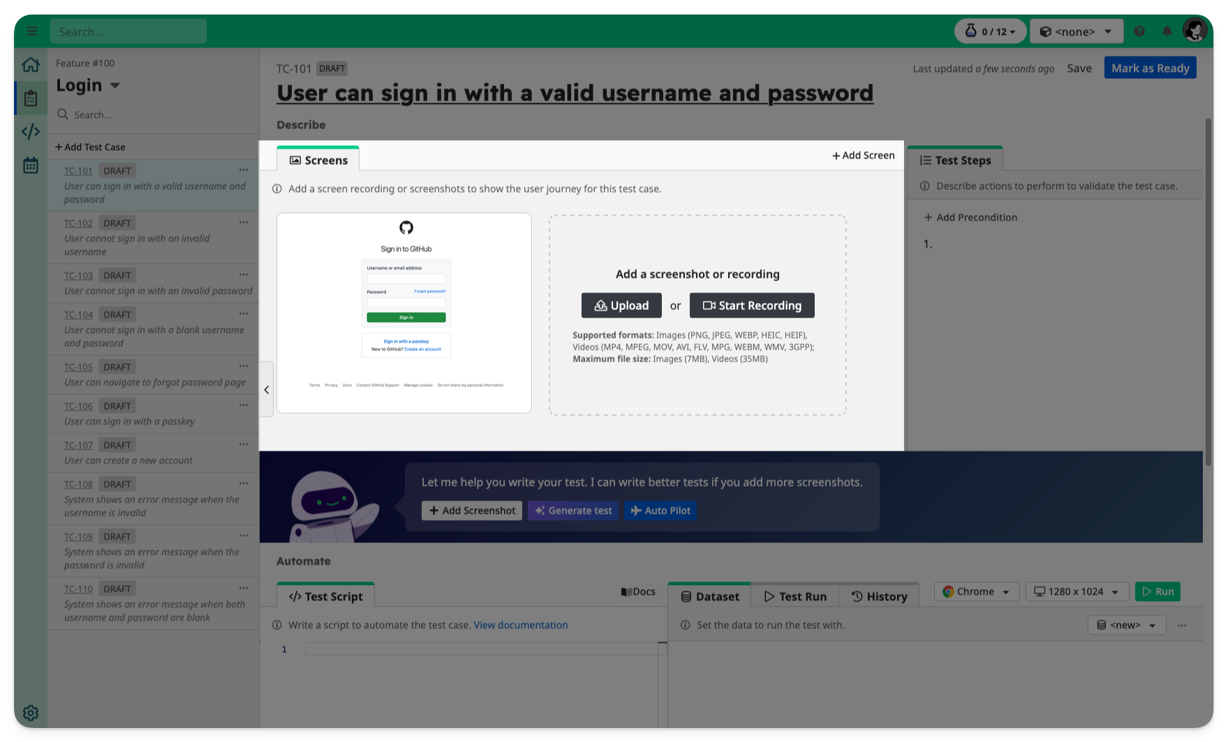 Upload screenshots or recordings to the Screens Gallery
