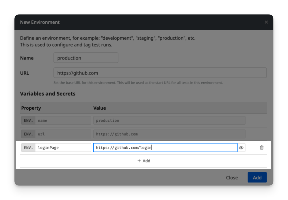Add custom environment variable