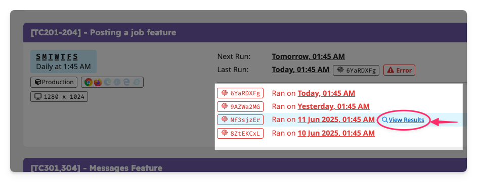 Select Past Run