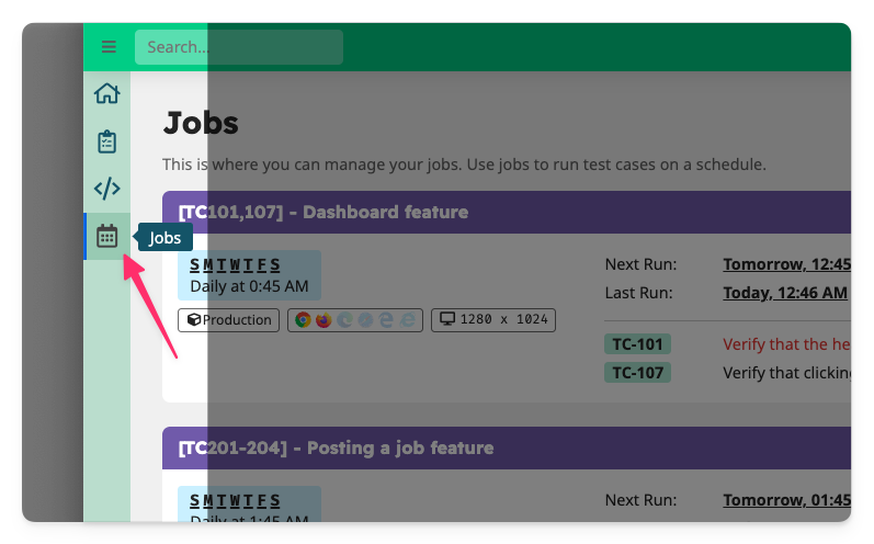 Jobs Tab