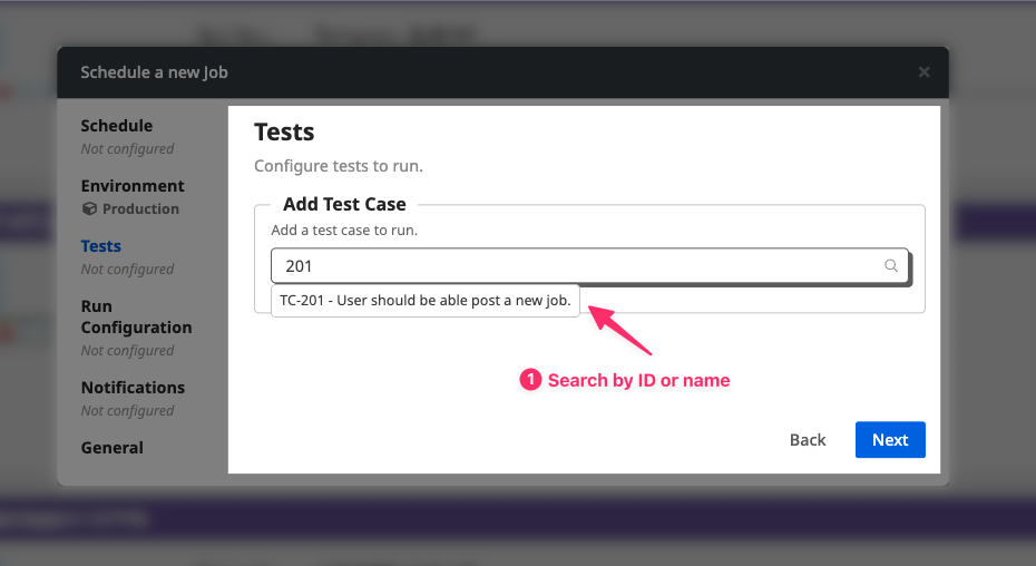 Configuration Tests for a Job - Select Tests