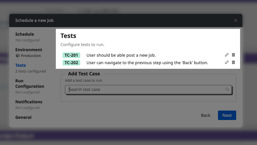 Configuration Tests for a Job - Multiple Tests